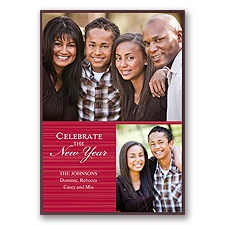 Classic Greeting Layered Photo Holiday Card - Merlot