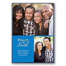 Classic Greeting Layered Photo Holiday Card - Blue