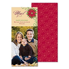 Vintage Poinsettias Photo Holiday Card