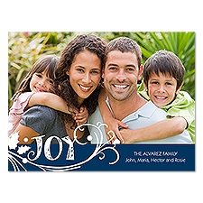 Joyful Holly Photo Holiday Card - Midnight