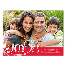 Joyful Holly Photo Holiday Card - Cherry