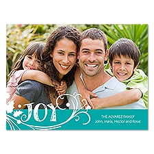 Joyful Holly Photo Holiday Card - Peacock