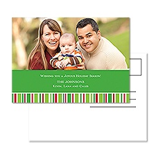 Seasonal Stripe Photo Holiday Postcard