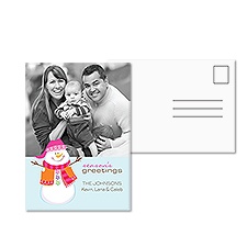 Bright Snowman Photo Holiday Postcard