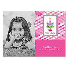 Pink Plaid Photo Holiday Card