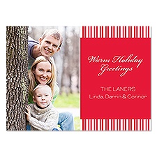 Classic Stripe Photo Holiday Invitation - Cherry