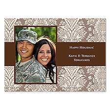 Damask Greetings Photo Holiday Card