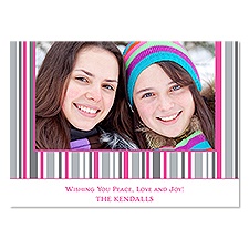 Jolly Stripes Photo Holiday Card - Fuchsia