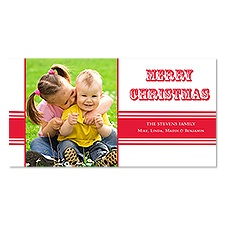 Bold Band Photo Holiday Card - Cherry