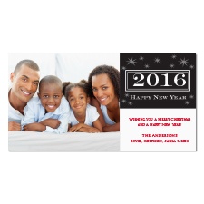 Starry New Year Photo Holiday Card - Black