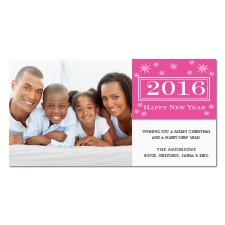 Starry New Year Photo Holiday Card - Fuchsia