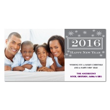 Starry New Year Photo Holiday Card - Pewter