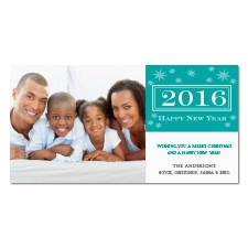 Starry New Year Photo Holiday Card - Peacock