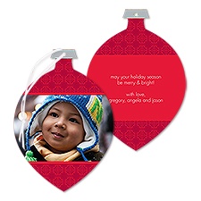 Little Mosaic Photo Holiday Card Ornament - Merlot