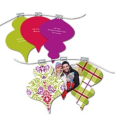 Plaid Damask Photo Holiday Card Ornament