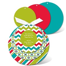 Chevron Mosaic Photo Holiday Card Ornament