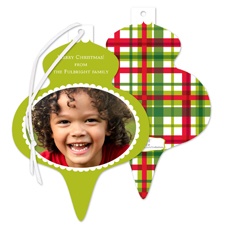 Christmas Plaid Photo Holiday Card Ornament
