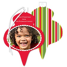 Spirited Stripes Photo Holiday Card Ornament