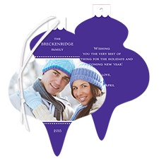 Festive Shape Photo Holiday Card Ornament - Purple