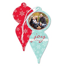 Joyful Snow Photo Holiday Card Ornament