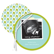 Festive Flame Photo Holiday Card Ornament - Aqua