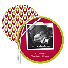 Festive Flame Photo Holiday Card Ornament - Merlot
