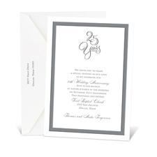 White Classic Border Anniversary Invitation