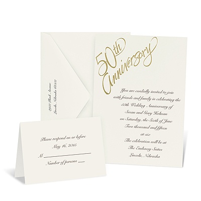 Golden 50th Anniversary Invitation