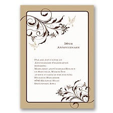 Elegant Flourishes Anniversary Invitation - Champagne