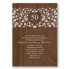 Woodland Flowers Anniversary Invitation - Espresso