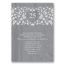 Woodland Flowers Anniversary Invitation - Pewter