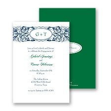 Ornate Monogram Engagement Party Invitation