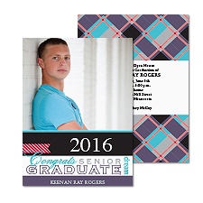 Grad Plaid Photo Graduation Announcement - Poolside