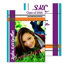 Monogram Stripes Photo Graduation Announcement