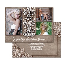 Rustic Lace Photo Graduation Announcement