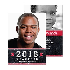 Mod Chalkboard Photo Graduation Announcement - Cherry