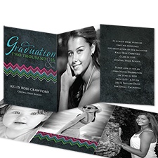 Chalkboard Chevron Photo Graduation Announcement