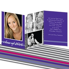 Regal Stripe Photo Graduation Announcement