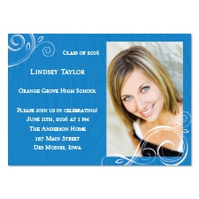 Little Swirls Photo Graduation Announcement - Blue