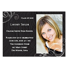 Little Swirls Photo Graduation Announcement - Black
