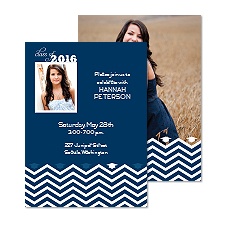 Chevron Fashion Photo Graduation Announcement - Midnight
