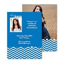 Chevron Fashion Photo Graduation Announcement - Blue