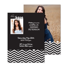 Chevron Fashion Photo Graduation Announcement - Black