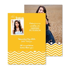 Chevron Fashion Photo Graduation Announcement - Marigold