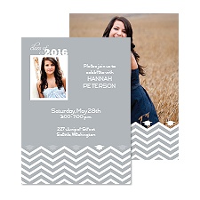Chevron Fashion Photo Graduation Announcement - Stainless