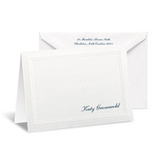 Crisp Embossed Border Note Card - White