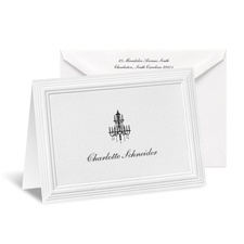 Crisp Embossed Border Note Card - White