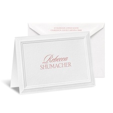 Crisp Embossed Border Note Card - White