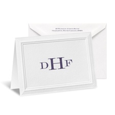 Crisp Embossed Border Note Card - White
