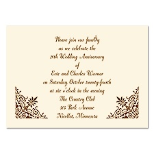 Damask Border Petite Anniversary Invitation - Ecru